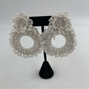 NWT! Anthropologie Women’s White Beaded Circular Drop Earrings